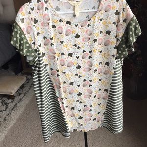 Matilda Jane mixed print ruffle sleeve top